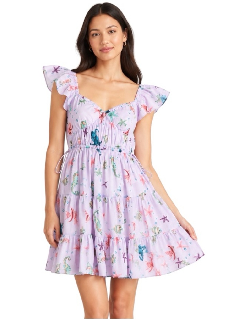 Hill House Cotton Lucia Dress in Sea Creatures Lilac Purple Size S